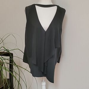 BCBGmaxazria dark green flowy tank top